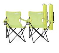just be... Sedia da campeggio, leggera, pieghevole e portatile, con braccioli, portabicchieri e borsa per il trasporto, per adulti e bambini, giardino, festival e pesca, colore: verde chiaro/giallo