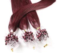 Just Beautiful Hair 25 Micro Loop Extensions con Anelli, Capelli Veri Remy Indiani 1g 50cm - #99j rosso borgogna, 1x25 ciocche