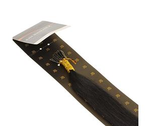 Just Beautiful Hair 50cm Micro Anello I-Stick Extensions Capelli Veri Remy Indiani, 1g - #1 nero, 1x200 ciocche