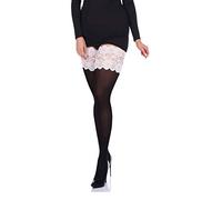 JUST BEAUTY TOUCH Calze autoreggenti opache, 100 denari, 15 cm di profondità, in pizzo, taglie dalla S alla 4XL, Nero (bianco), XL-XXL Plus