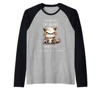 Just Because I'm Awake Gatto Divertente con caffè per Adolescenti Maglia con Maniche Raglan