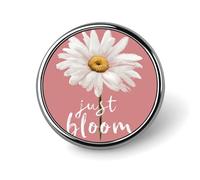 Just Bloom - Spilla rotonda a forma di margherita bianca su rosa, per uomo e donna, alla moda, accessorio per abiti, giacche, zaini