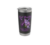 Just-Breathe - Fiore polmonare per la consapevolezza della fibrosi cistica viola Bicchiere termico in acciaio inox doppia parete