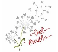 Just Breathe - Stencil con citazione a forma di cuore, 7,8 x 8,25 cm, motivo: dente di leone