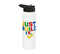 Just Build It Master Builder Building Block Graphic Stainless Steel Insulated Water Bottle