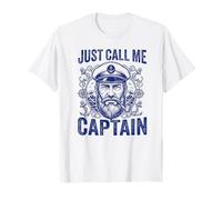 Just Call Me Captain Vintage Nautical Bearded Sailor Men Maglietta