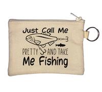 Just Call Me Pretty and Take Me Fishing Portachiavi Portamonete Beige