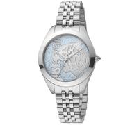 Just Cavalli Animalier Pantera JC1L210M0135 Women's 32mm Quartz Watch - Silver Stainless Steel, Baby Blue Dial, 5 ATM Water Resistance