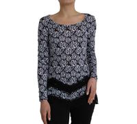 Just Cavalli Blue Floral Lace Long Sleeves Top Underwear Blouse - IT42|M