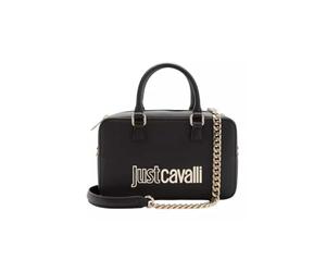 Just Cavalli Borsa a tracolla nera da donna con logo metallico bicolor UNI
