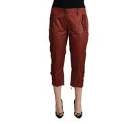 Just Cavalli Brown Lurex Mid Waist Cotton Cropped Capri Pants - IT40|S
