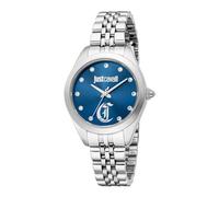 Just Cavalli Glam Chic Luna - Orologio Da Polso Da Donna Al Quarzo Moda Bracciale E Cassa In Acciaio Inox Grigio Quadrante Analogico Blu - JC1L309M0045