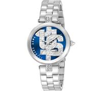 Just Cavalli Glam Chic Maiuscola - Orologio da polso da donna al quarzo Moda bracciale e cassa in Acciaio INOX di colore Grigio display analogico blu - JC1L241M0045