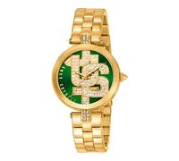 Just Cavalli Glam Chic Maiuscola - Orologio da polso da donna al quarzo Moda bracciale e cassa in Acciaio INOX di colore Oro display analogico verde - JC1L241M0065