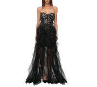 Just Cavalli - Long Paillettes Mix Dress - - Dresses - Donna - Nero - S