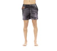 Just Cavalli - Pantaloncini da mare con stampa denim - - Swimwear - Uomo - Nero - L