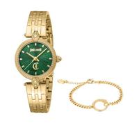 Just Cavalli Set Mini Attraente - Orologio Da Polso Da Donna Al Quarzo Moda Bracciale E Cassa In Acciaio Inox Oro Quadrante Verde - JC1L330M0055