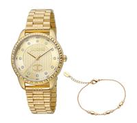 Just Cavalli Set Regali - Orologio Da Polso Da Donna Al Quarzo Moda Bracciale E Cassa In Acciaio Inox Di Colore Oro Quadrante Analogico Bianco - JC1L176M0055