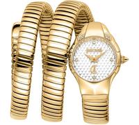 Just Cavalli Signature Snake Amanta - Orologio Da Polso Da Donna Al Quarzo Moda Bracciale E Cassa In Acciaio Inox Di Colore Oro Quadrante Analogico Grigio - JC1L393M0025