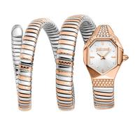 Just Cavalli Signature Snake Ambra - Orologio Da Polso Da Donna Al Quarzo Moda Bracciale E Cassa In Acciaio Inox Di Colore Grigio Quadrante Analogico Grigio - JC1L370M0065