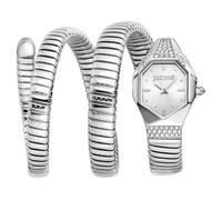 Just Cavalli Signature Snake Ambra - Orologio Da Polso Da Donna Al Quarzo Moda Bracciale E Cassa In Acciaio Inox Di Colore Grigio Quadrante Analogico Grigio - JC1L370M0015