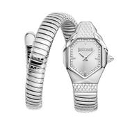 Just Cavalli Signature Snake Aria - Orologio Da Polso Da Donna Al Quarzo Moda Bracciale E Cassa In Acciaio Inox Di Colore Grigio Quadrante Analogico Grigio - JC1L369M0015