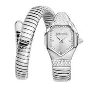 Just Cavalli Signature Snake Aria - Orologio Da Polso Da Donna Al Quarzo Moda Bracciale E Cassa In Acciaio Inox Di Colore Grigio Quadrante Analogico Grigio - JC1L369M0015