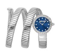 Just Cavalli Signature Snake Enchanting - Orologio Da Polso Da Donna Al Quarzo Moda Bracciale E Cassa In Acciaio Inox Metallizzato Quadrante Blu - JC1L302M0015