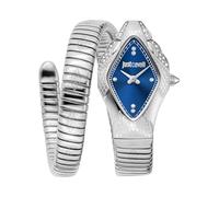 Just Cavalli Signature Snake Ferocious - Orologio da polso da donna al quarzo Moda bracciale e cassa in Acciaio INOX di colore Grigio display analogico blu - JC1L306M0015