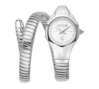 Just Cavalli Signature Snake Fiore - Orologio Da Polso Da Donna Al Quarzo Moda Bracciale E Cassa In Acciaio Inox Grigio Quadrante Analogico Grigio - JC1L354M0015