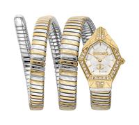 Just Cavalli Signature Snake Mesmerizing - Orologio da polso da donna al quarzo Moda bracciale e cassa in Acciaio INOX di colore Oro display analogico grigio - JC1L304M0055