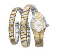 Just Cavalli Signature Snake Serpente Double - Orologio al Quarzo da Donna alla Moda Bracciale e Cassa in Acciaio Inox Arrotolabile e Flessibile con Display Analogico, Bicolore, taglia unica