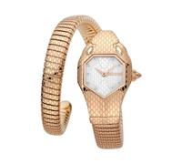 Just Cavalli Signature Snake Solo - Orologio da polso da uomo al quarzo Moda bracciale e cassa in Acciaio INOX di colore Oro display analogico bianco - JC1L177M0045
