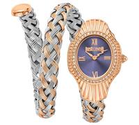 Just Cavalli Signature Snake Twined - Orologio da polso da donna al quarzo Moda bracciale e cassa in Acciaio INOX di colore Oro display analogico blu - JC1L305M0065