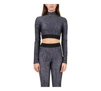Just Cavalli - Top Crop stampato in Lycra con maniche lunghe - - Tops - Donna - Grigio - XS