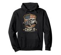 Just Chop It Vintage Hot Rod e Stemma della Bandiera Americana Felpa con Cappuccio