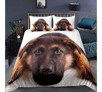 Just Contempo Copripiumone da pastore tedesco motivo animale di razza canina con cane innocente 3 pezzi decorazione per letto super king size (1 copripiumino e 2 federe per cuscini) chiusura lampo