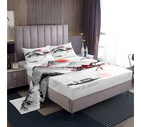 Just Contempo - Set di biancheria da letto in stile giapponese, motivo fiori di ciliegio rosso, per bambini, ragazzi e ragazze, per letto king size