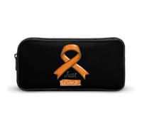 Just Cure It - Astuccio con nastro arancione per la sensibilizzazione alla leucemia, grande capacità, astuccio per penne, astuccio per cancelleria, organizer per trucchi