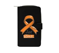 Just Cure It - Portafoglio lungo da donna, in pelle PU, con nastro arancione, per la consapevolezza della leucemia, organizer per ufficio e viaggio