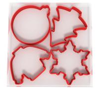 Just Cutters Formine per biscotti a forma di albero di Natale con fiocco di neve, set di 4 formine in plastica per cottura, fondente, argilla, pasticceria, glassa, gioielli (8 cm)