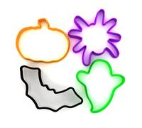 Just Cutters Formine per biscotti a forma di zucca, fantasma, pipistrello e ragno, set di 4 formine in plastica per cottura, fondente, argilla, pasticceria, glassa, decorazione (8-10 cm)