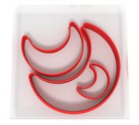 JUST CUTTERS Set di 3 formine a forma di luna, in plastica, per cottura, fondente, argilla, pasticceria, glassa, gioielli (3/5/8 cm)
