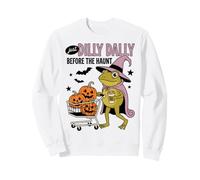 Just Dilly Dally Before The Haunt Frog Witch Halloween Felpa