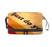 Just Do You, trousse a doppio strato per cosmetici per donne e ragazze, borsa da viaggio per trucchi, pratica borsa organizer con scomparto per pennelli, Multi, 27x15x14 cm/10.6x5.9x5.5 in, Beauty