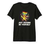 Just Ducking Be Yourself Anatra Arcobaleno LGBTQ+Orgoglio Gay Pride Maglietta Premium