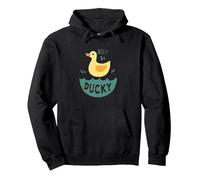 Just Ducky: Simpatica paperella di Gomma Gialla Divertente per Il Bagno Felpa con Cappuccio, Unisex per Adulti, Nero, M