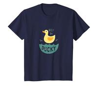 Just Ducky: Simpatica paperella di Gomma Gialla Divertente per Il Bagno Maglietta, Bambini, Navy, 6 Anni