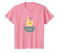 Just Ducky: Simpatica paperella di Gomma Gialla Divertente per Il Bagno Maglietta, Bambini, Rosa, 6 Anni