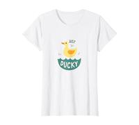 Just Ducky: Simpatica paperella di Gomma Gialla Divertente per Il Bagno Maglietta, Donna, Bianco, XXL